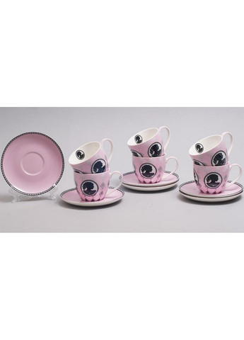 Чайный сервиз "силуэт" 6 розовых чашек с блюдцами Bona (282592926)