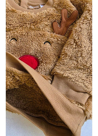 Бежевый зимний детский теплый костюм тедди для мальчиков Lupilu Костюм