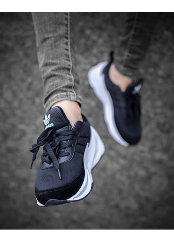 Чорні Осінні кросівки чоловічі adidas shark black white адідас шарк No Brand