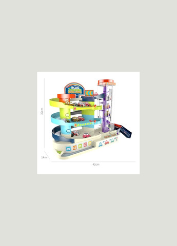 Дитячий музичний гараж для машинок T103-77A з автоматичним підйомником 3 поверхи, 4 машинки Fun Game (327797239)