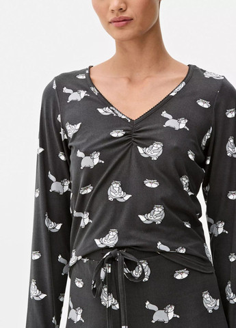 Серая всесезон женская пижама disney’s lucifer flared pyjama set комплект для дома и сна лонгслив + брюки Primark