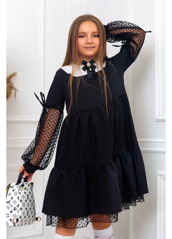 Стильное школьное платье с белым кружевным воротничком No Brand (355796881)