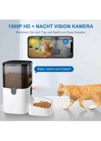 Автоматическая кормушка Balimo Lena 4 л, 2.4G WiFi, камера 1080P, ночное видение, 8 кормлений/день No Brand (390384140)