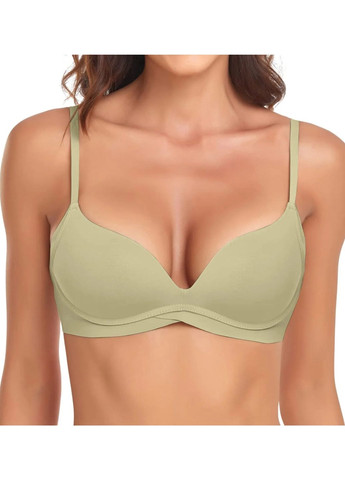 Оливковий бралетт гладенький бюстгальтер з формованими чашками без кісточок light touch (1176-38) Macarena без кісточок нейлон