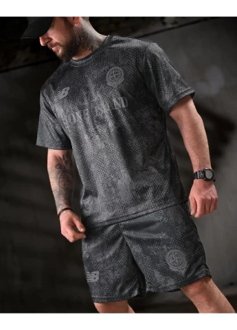 Літній комплект чоловічий Stone Island x New Balance сірий ЛН2680, футболка та шорти, Coolmax No Brand (395324383)