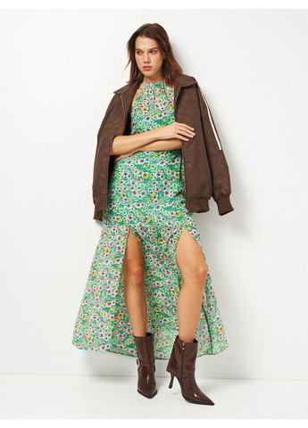 Зеленое кэжуал платье H&M с цветочным принтом