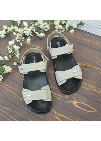 Бежевые босоножки замшевые женские с анатомической стелькой.. 41 размер Vasha para на липучке