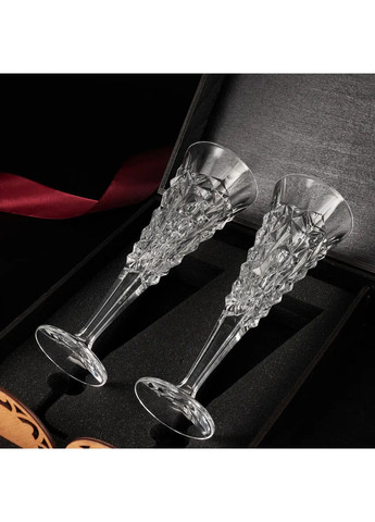 Подарунковий набір 2 келихи для шампанського + секція під алкоголь Bohemia Glacier 200 мл Handmade W23S (364488178)