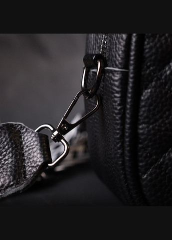 Классическая кожаная женская кроссбоди через плечо на одно отделение черная 22387 Vintage (329197974)