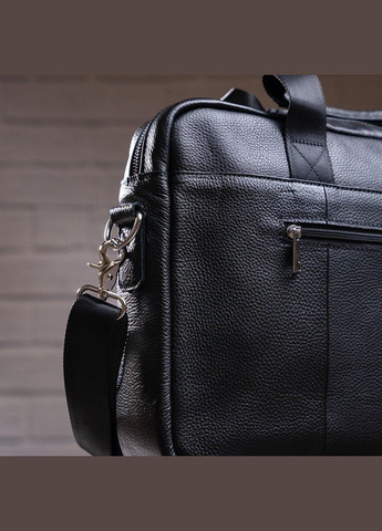 Деловая мужская сумка из зернистой кожи 14886 Черная Vintage (298568158)