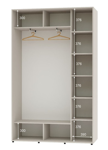 Шкаф-купе двухдверный 160*45*240 Кашемир ДСП/Зеркало Алекса (360470507)