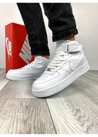 Белые демисезонные кроссовки мужские nike air force 1 high white v2 найк аир форс 1 премиум No Brand