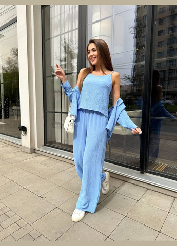 Голубой летний костюм тройка No Brand 683-1 (337096827)