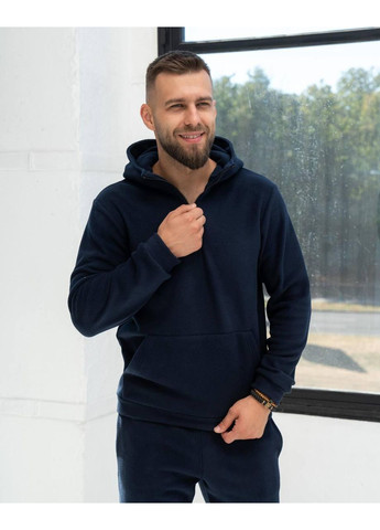 Синій демісезонний костюм чоловічий спортивний, теплий, на флісі, з капюшоном, однотонний брючний No Brand Mana W1