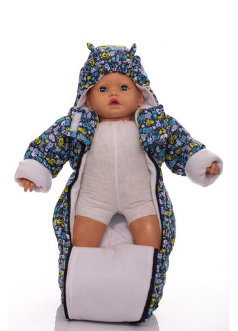 Мужчина на флисе с принтом зоопарка синий 74 см (44997) BABYKROHA (315340824)