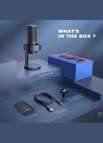 Мікрофон AmpliGame A8 USB з RGB підсвіткою, чорний Fifine (345627138)