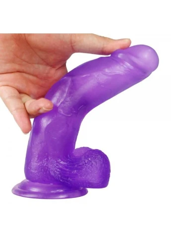 Фаллоимитатор с мошонкой - Jelly Studs Crystal Dildo Large 8" Purple Lovetoy (340272658)