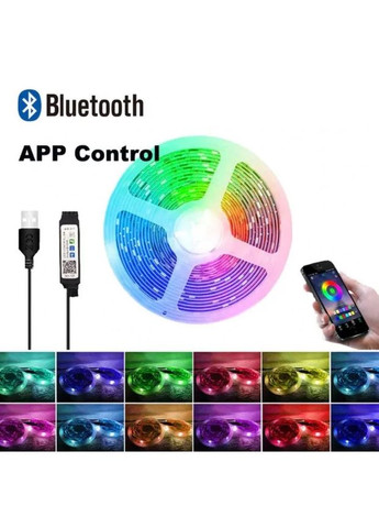 Світлодіодна LED стрічка RGB 5050 з додатком Bluetooth. комплект 5 метрів від USB No Brand (282842305)