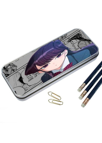 Пенал шкільний для хлопчика та дівчинки металевий У Комі сан проблеми зі спілкуванням #005 7*18 см Silver No Brand (309155000)