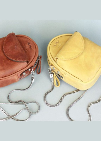 Кожаная женская мини сумка через плечо Kroha желтая The Wings (302007293)