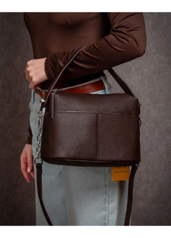 Жіноча шкіряна сумка 10A brown Alex Rai (390983614)