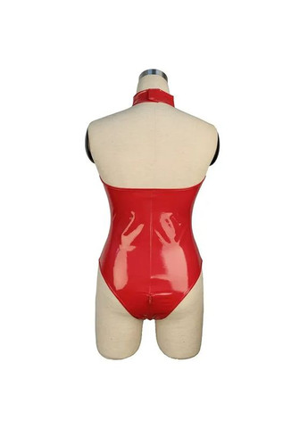 Червоний демісезонний латексний сексуальний боді з напівпрозорою грудьми зі змійкою в зоні паху. ефектне латексне боді із сіточкою China