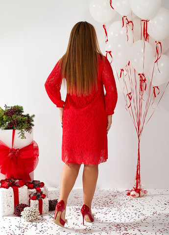 Червона святковий, вечірня сукня з гіпюру футляр No Brand однотонна