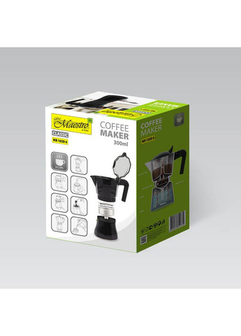 Кавоварка гейзерна MR-1658-6 300 мл 6 чашок чорна Maestro (361398519)