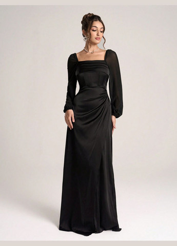 Чорна вечірня сукня SHEIN однотонна