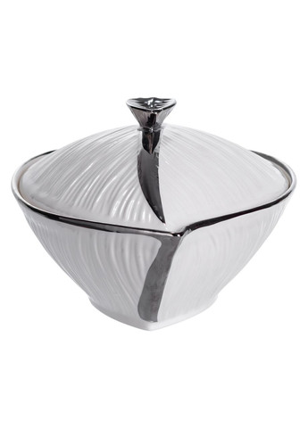 Супниця 800 (мл) порцелянова 26×18×14 (см) з кришкою Білий з сріблом XL-4074AS Yiwu (371161087)