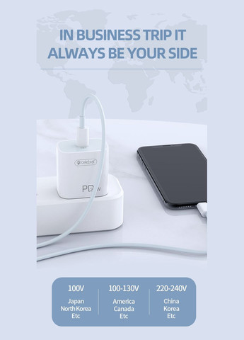Сетевое зарядное устройство C-H4 Portable Type-C 20W Charger White + Lightning Cable Celebrat (333031762)