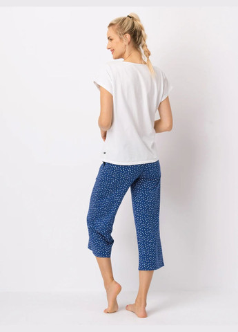 Белая всесезон женская пижама футболка + брюки Key