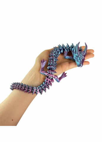 3D антистрес-іграшка "Дракон" з гнучким тілом синьо-рожевий градієнт No Brand (364502711)
