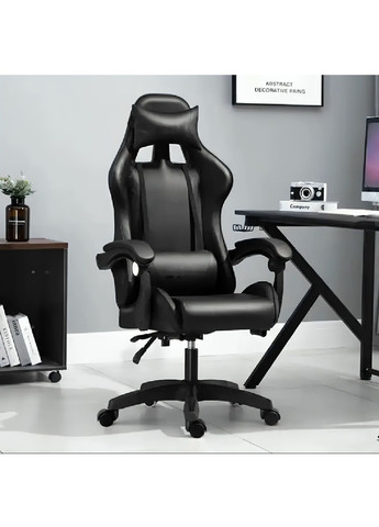 Ігрове офісне регульоване крісло з екошкіри з анатомічною формою підлокітниками знімними подушками (481281-Prob) Чорне Unbranded (359701915)