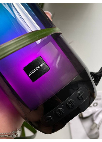 Бездротова колонка чорна Bluetooth динамічна з LED підсвіткою для музики та відпочинку Borofone (372460087)