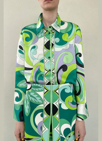 Зеленая рубашка Zara с длинным рукавом