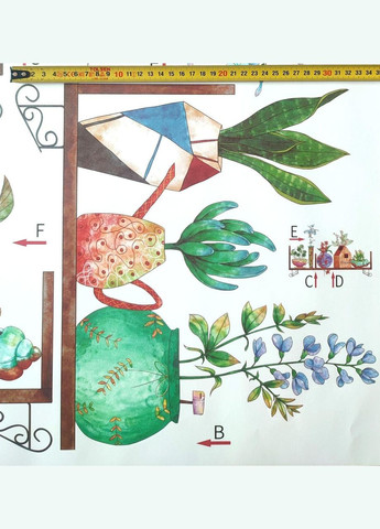 Вінілові наклейки 15 вазонів (лист 60 х 90 см) Б179-13 No Brand (337171707)