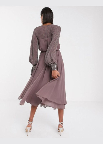 Світло-коричнева сукня міді оздоблена Asos