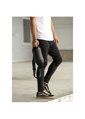 Мужская кожаная сумка на пояс бананка Holster MSH черная с перфорацией Sambag (322870516)