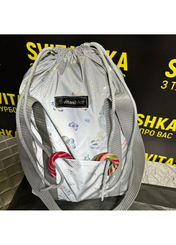 Світловідбиваюча сумка шоппер Svitashka Метелик на завязках сірі ручки Кишені No Brand (335051218)
