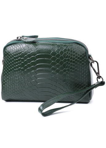 Жіноча компактна сумка на два відділення з натуральної шкіри 22802 Зелений Vintage (329197934)