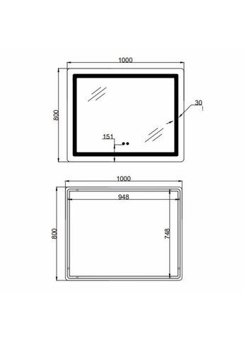 Дзеркало Kubis (KU2) 1000х800 з LED-підсвічуванням Touch, з антизапотіванням, з димером, рег. яскравості LD78LF6141008048450 LIDZ (365654450)