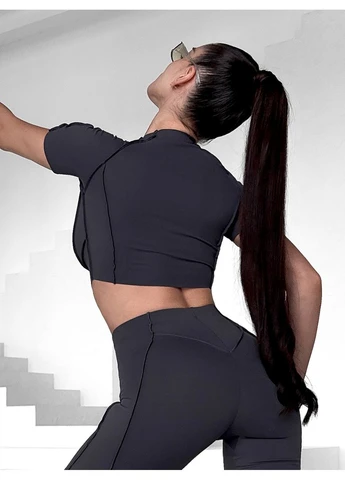 Спортивний кроп топ для фітнесу жіночий із зовнішніми швами, Sculpt Top FITCRUSH (402036343)