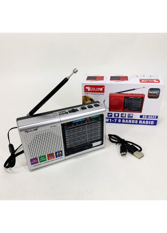 Портативна колонка радіо MP3 USB RX-6622. Колір: срібний Golon (372908456)
