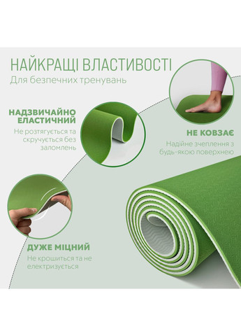 Коврик для йоги и фитнеса TPE+TC 6 мм двухслойный EasyFit (362497809)