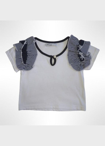 Белый летний комплект для девочки "" (майка+шорты) 62 см бело-синий (0803) Няня