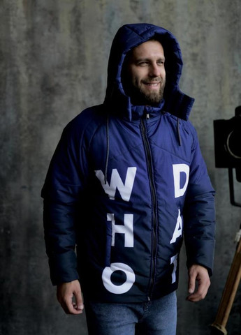 Темно-синя зимня куртка зимова зі знімним капюшоном зима весна No Brand