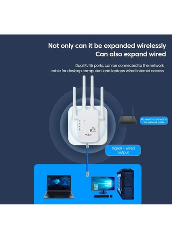 Беспроводной Wi-Fi усилитель-повторитель (репитер) сигнала 300 Мбит/с, 2.4 ГГц, с удлинением радиуса действия No Brand (365779845)