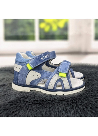 Светло-синие повседневные босоножки детские для мальчика Kimboo на липучке