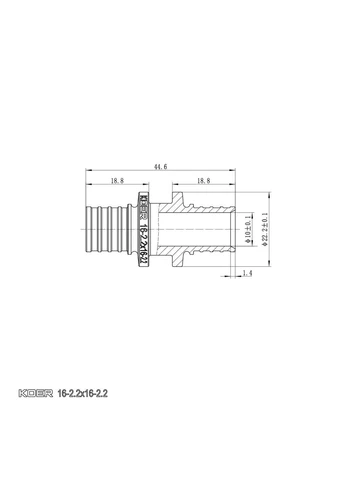 Муфта з'єднувальна рівнопрохідна KA.С16 - 16(2.2mm) x 16(2.2mm) (KR4855) KOER (346277260)
